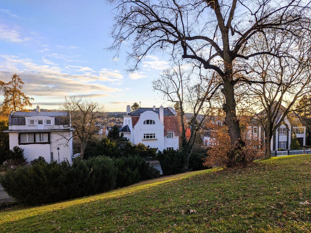 Künstlerhäuser auf der Mathildenhöhe, mit außergewöhnlichem Jugendstil-Design.