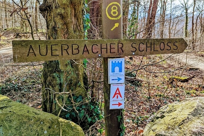 Auf dem Burgensteig und Alemannenweg von Schloss Alsbach zum Auerbacher Schloss 