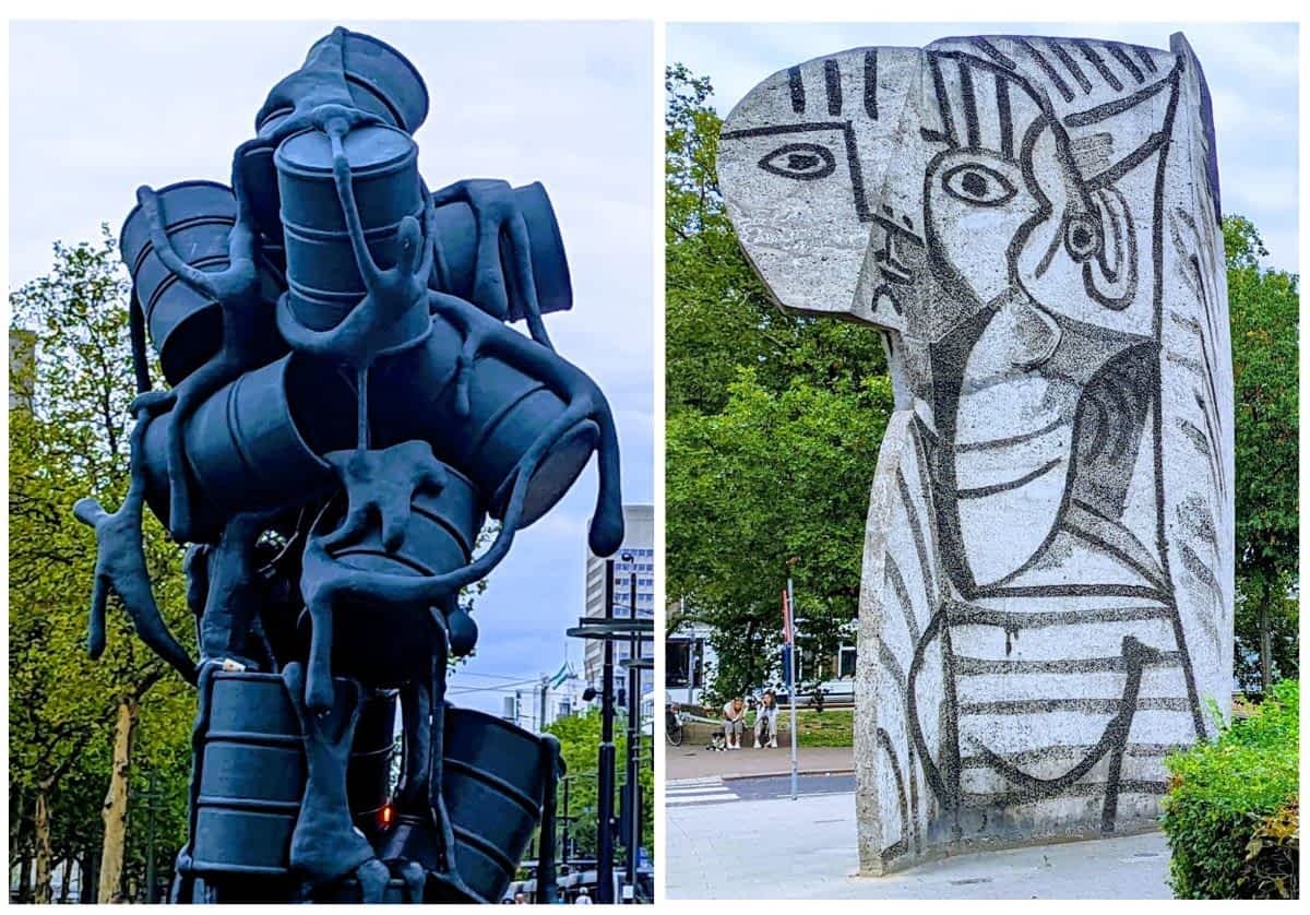 Skulpturen Kaskade und Sylvette im öffentlichen Raum in Rotterdam